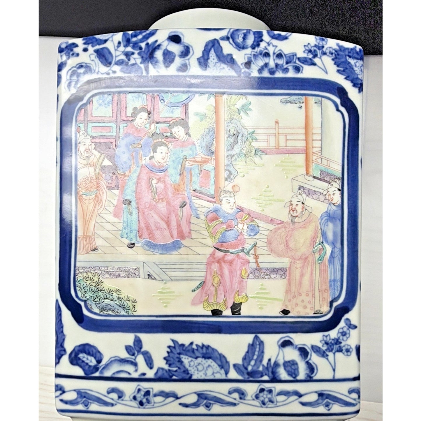 Vintage Bombay Co Canister Chinese Famille Rose Blue White Chinoiserie Large Jar