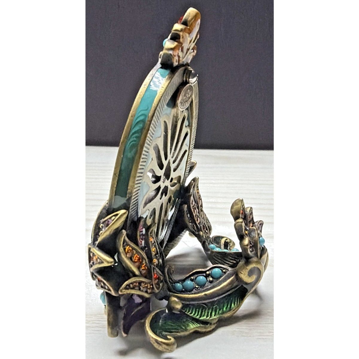 Jay Strongwater Swarovski Crystal Turquoise Enamel Picture Frame Flower 5315
