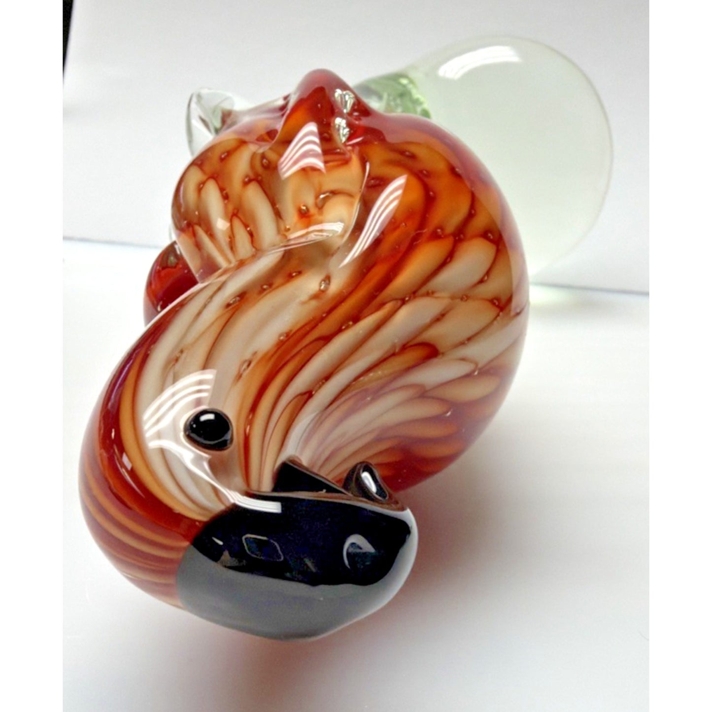 Vintage Blown Art Glass Parrot Sculpture Sommerso Bullicante Red White Bubbles