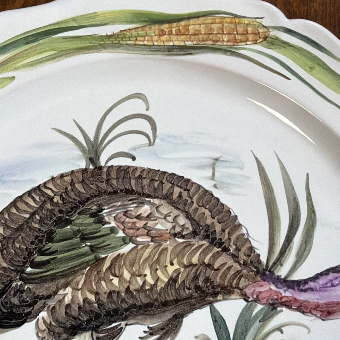 Italy Majolica Pottery Plate Hand Painted Turkey Porcelain Glazed Signed As Is