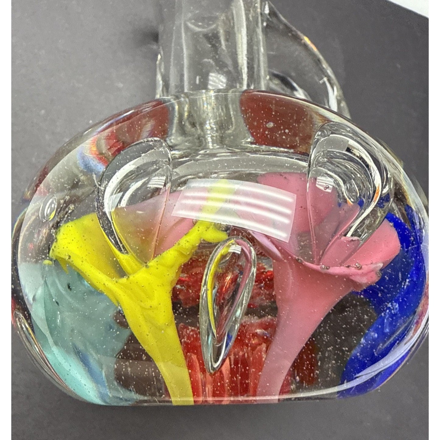 Vtg Marigold Glassware Co Decanter Cruet Blown Glass Flower Paperweight As Is