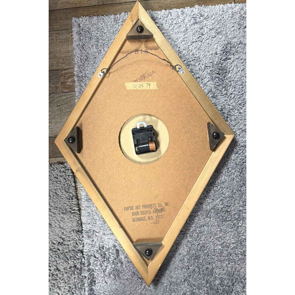 MCM Empire Art Products Co NY Hollywood Regency Wood Framed Clock Gold Brass Met