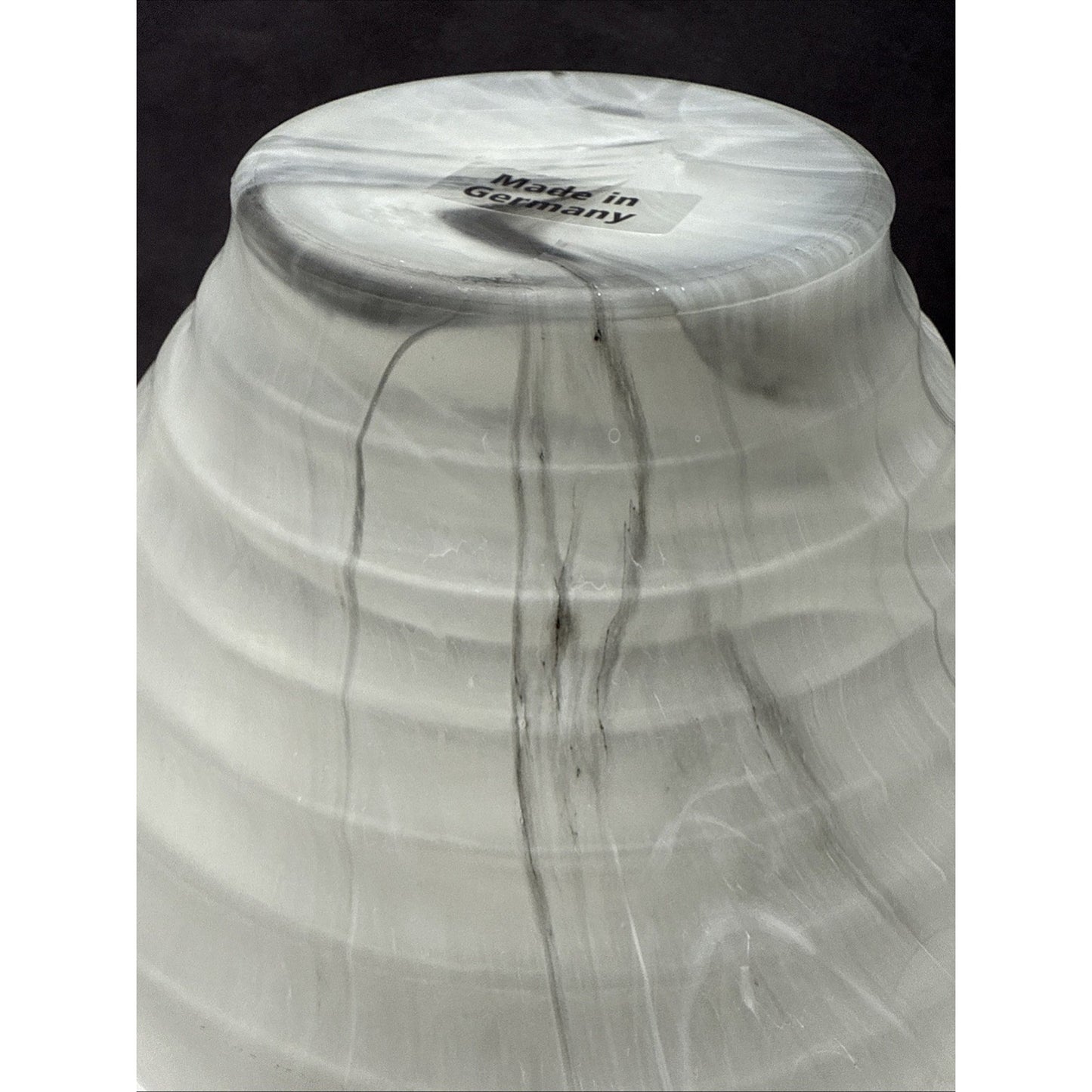 MCM Germany Marble Art Glass Ribbed Vase Smokey Rings Abstract Swirl As Is