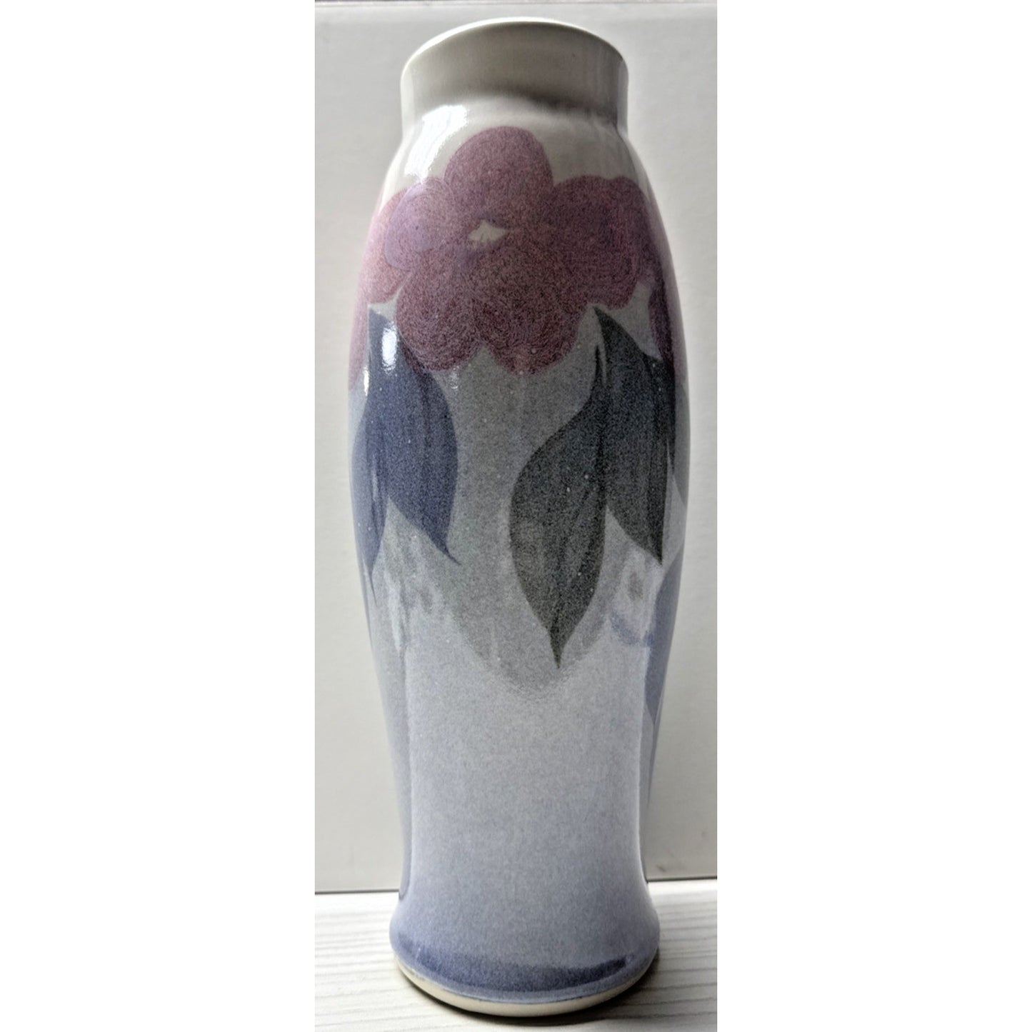 Vintage Leila Lei La Studio Art Pottery Nouveau Style Hand Painted Vase Floral