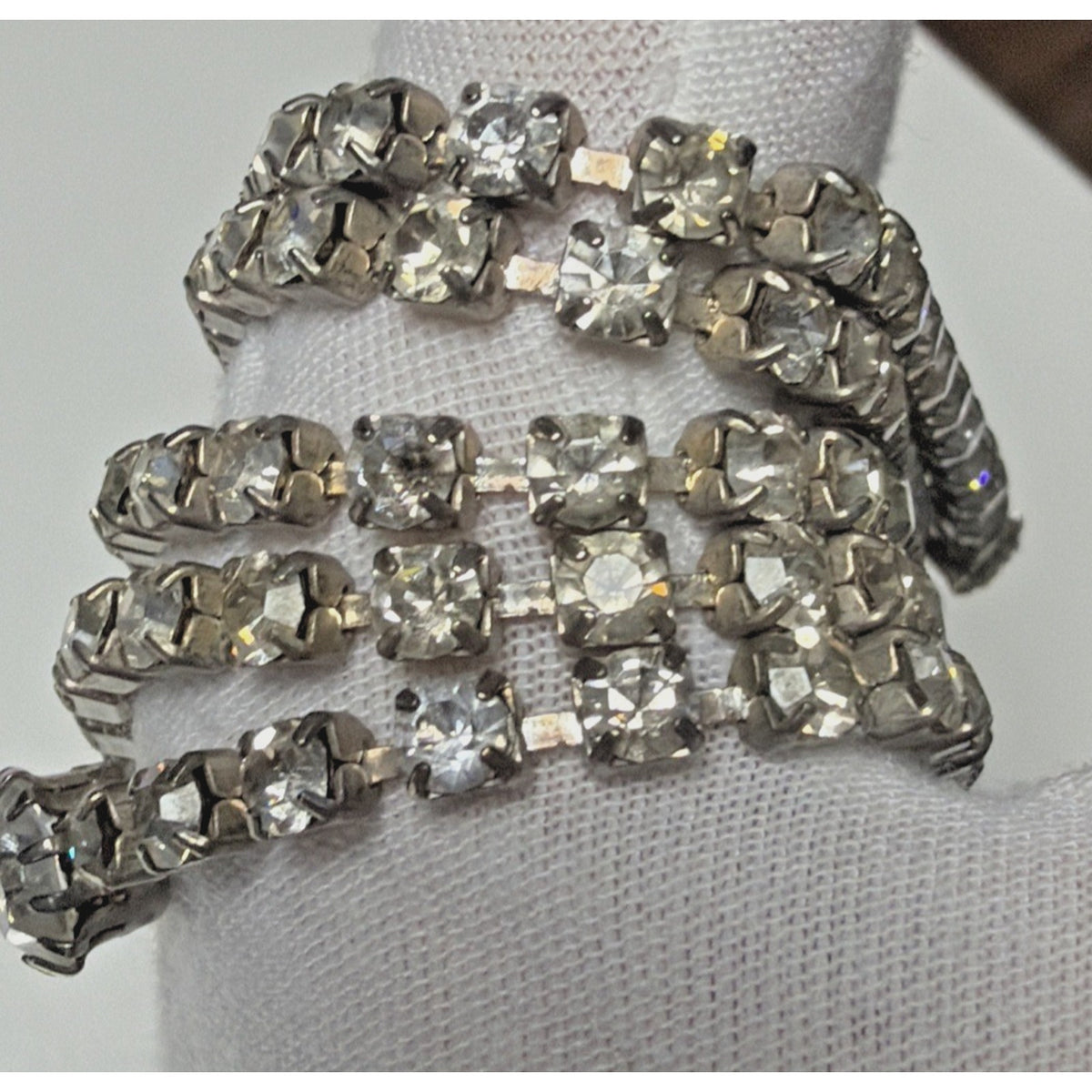 Vtg Rhinestone Tennis Cup Chain Necklace Belt Silver Tone Endless Opera Flapper