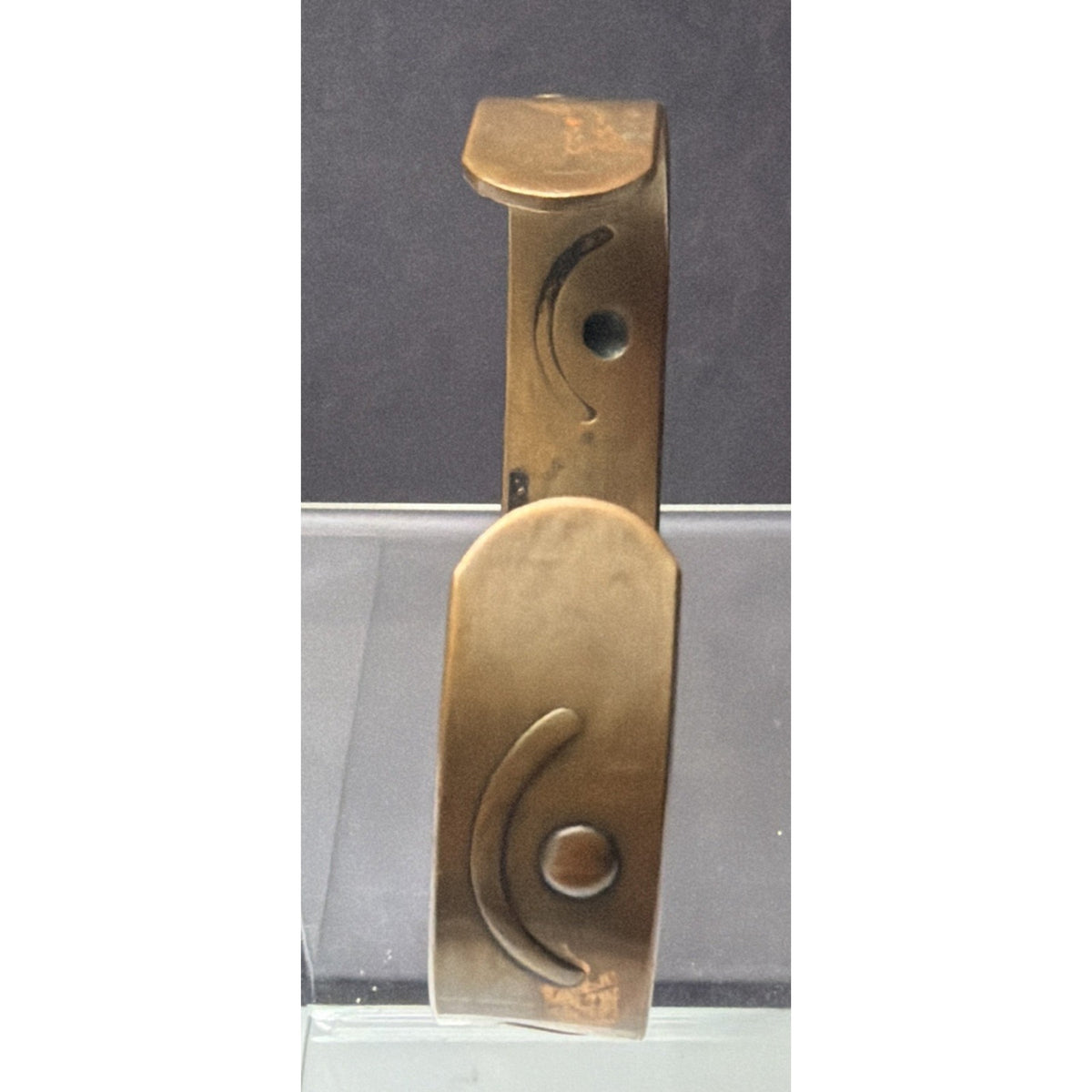 Solid Pure Copper Cuff Bracelet Adjustable Masonic Raised Eye Crescent Moon