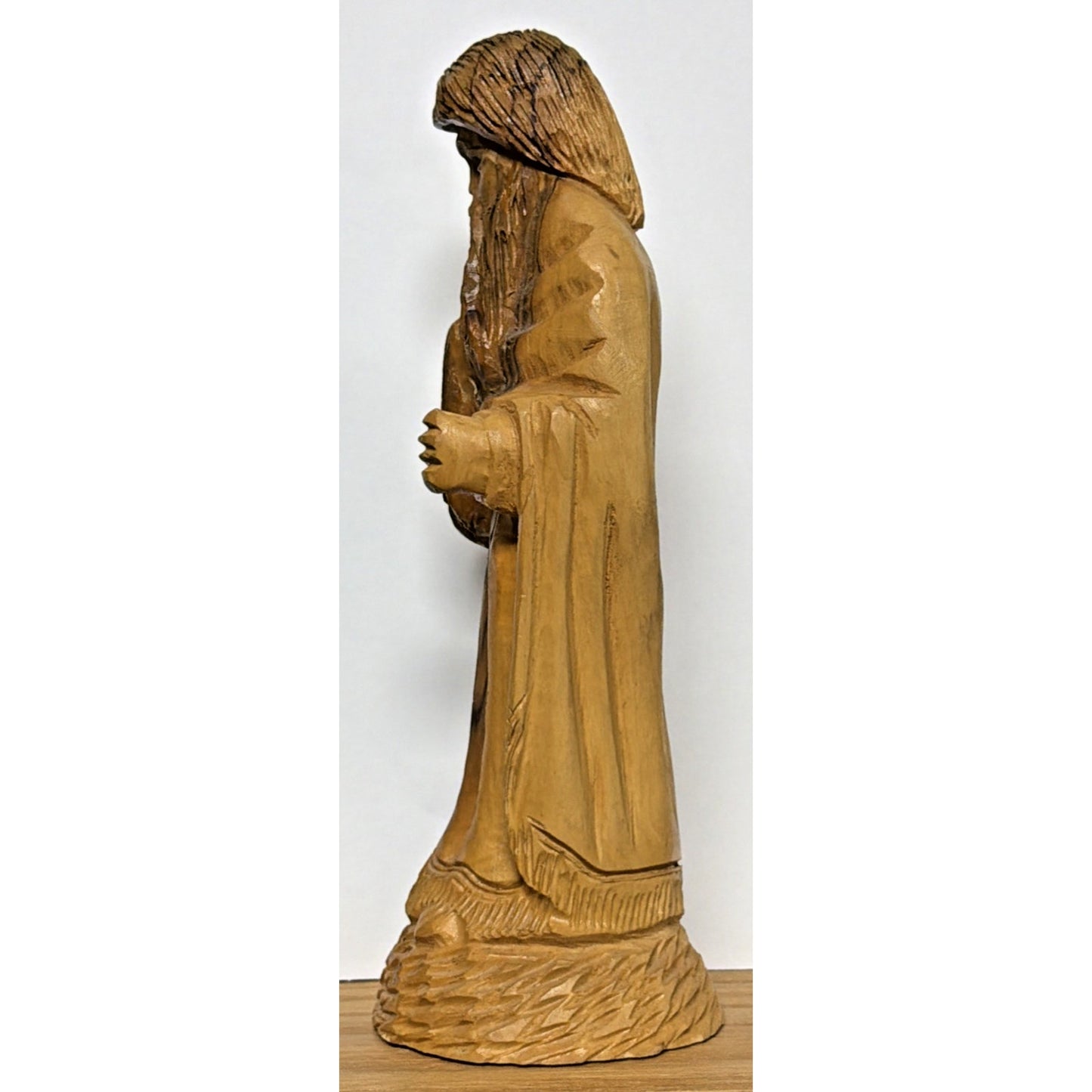 Vintage Hand Carved Olive Wood Moses Sculpture Ten Commandments As Is
