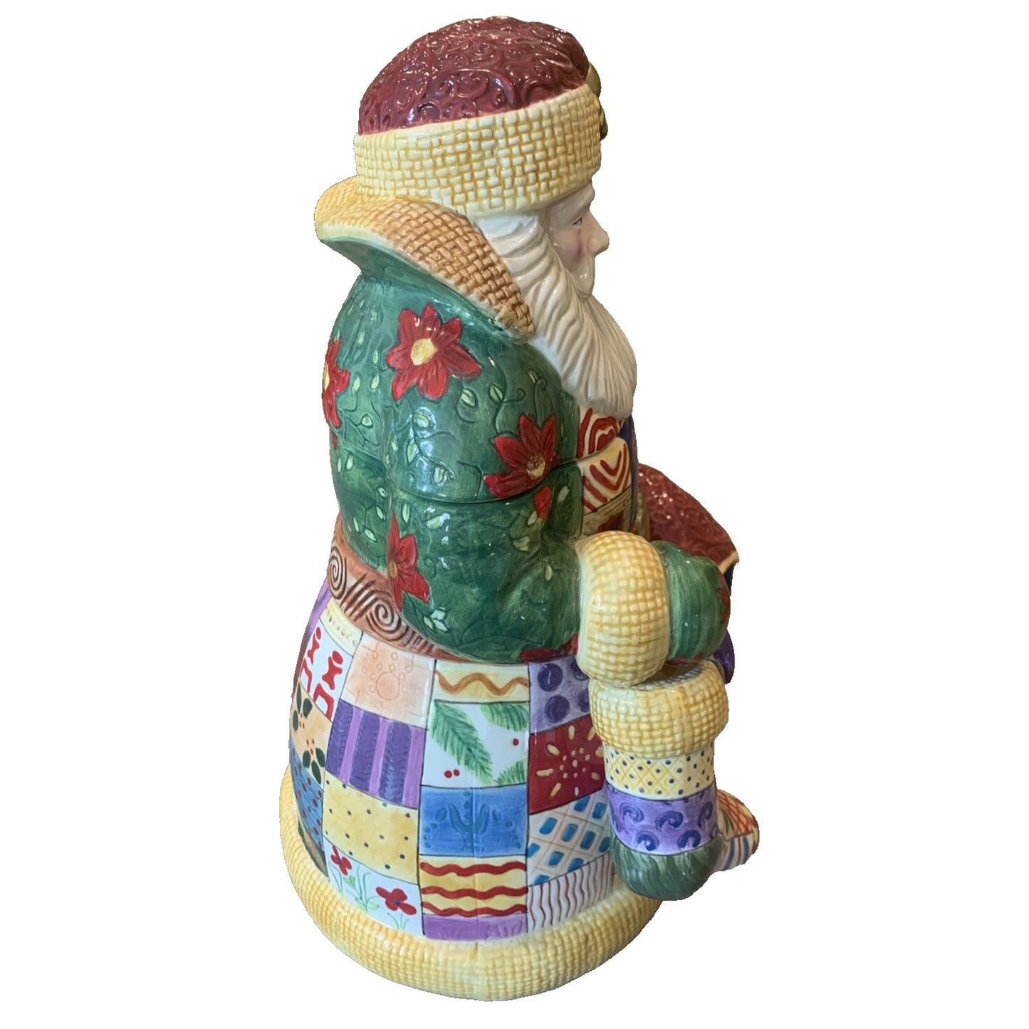 Studio Nova Mikasa Old World Santa Classic Ceramic Cookie Jar Patchwork Quilt
