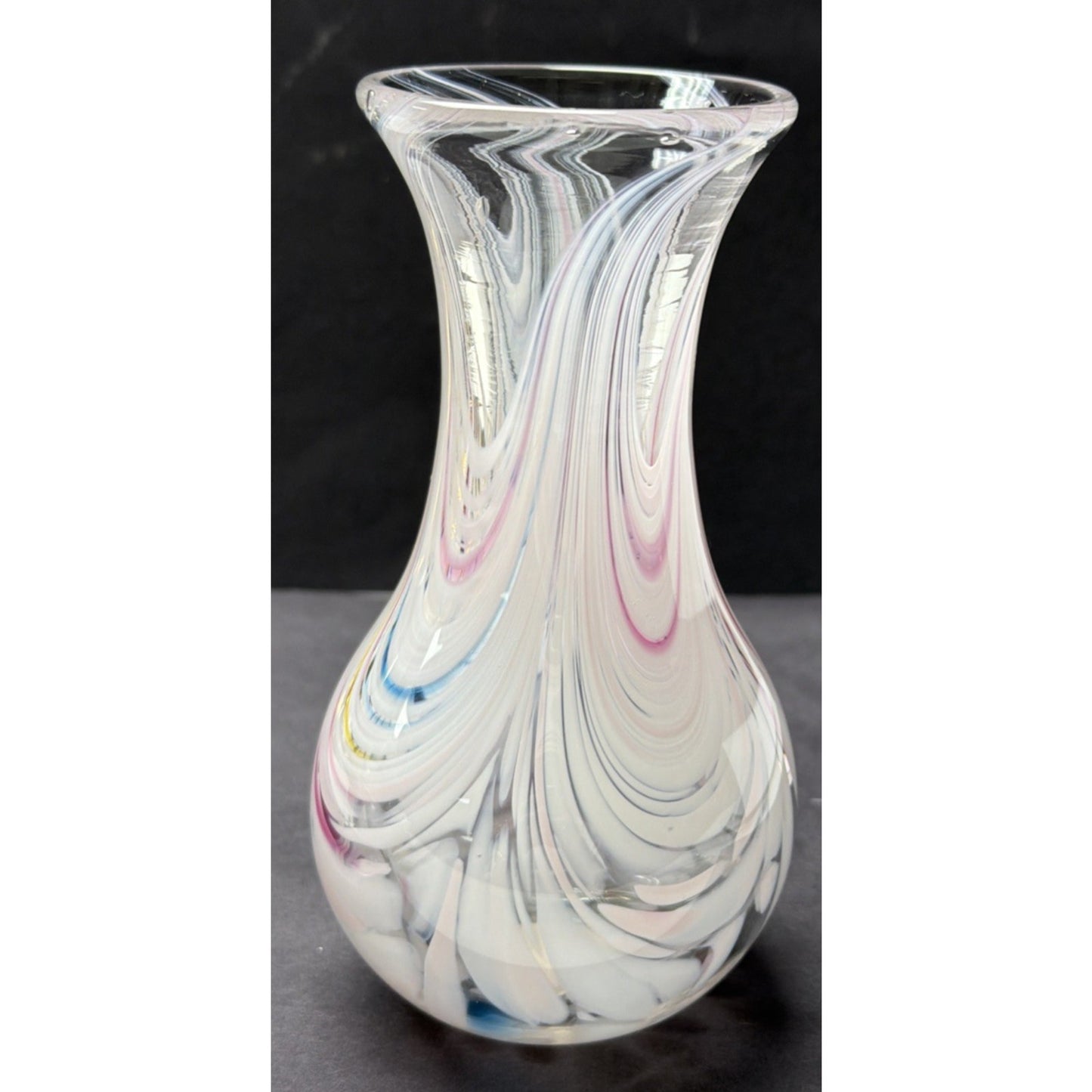 Adrian Sankey Studio Art Glass Vase Pink White Abstract Hand Blown Sticker