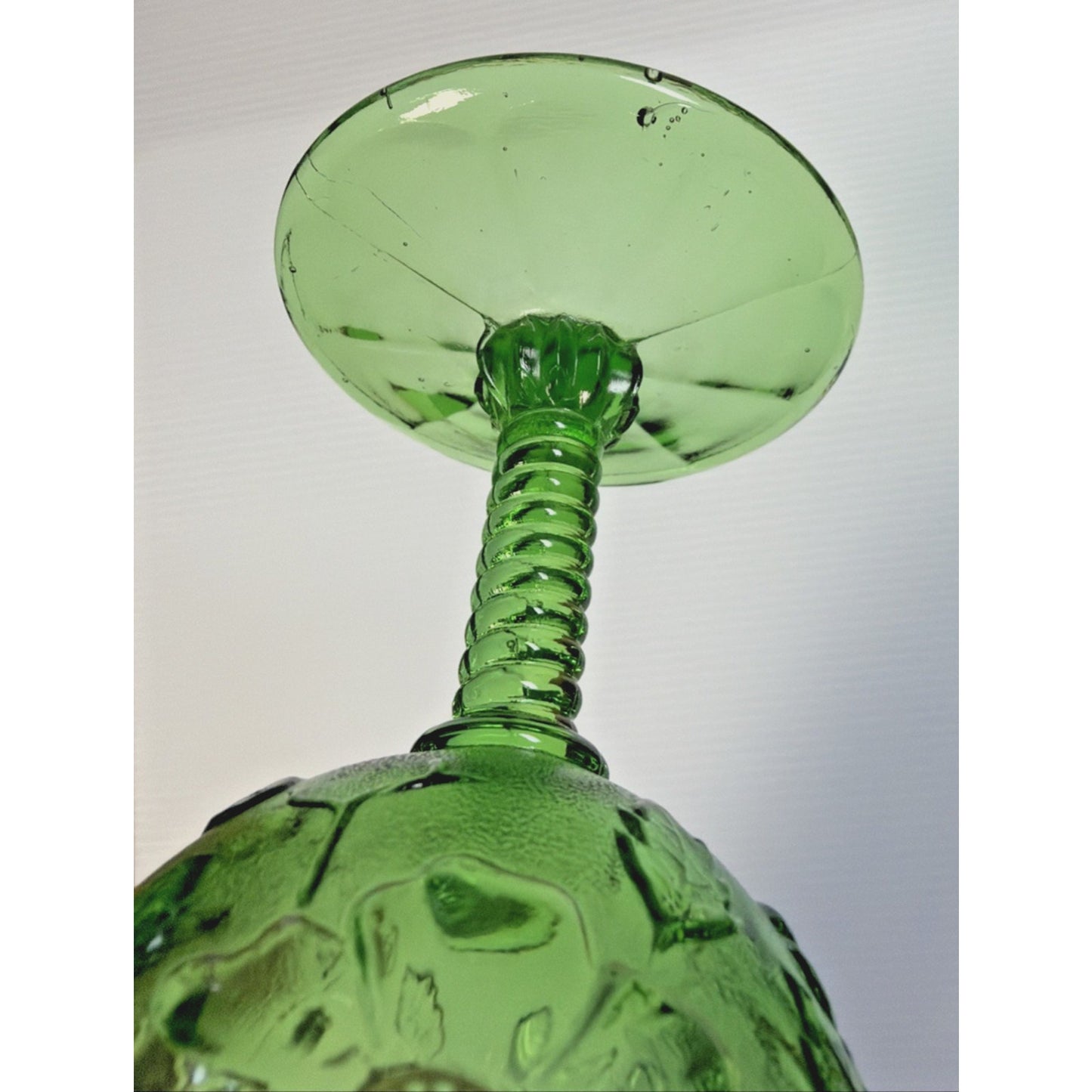 Old Northwood Glass Wild Flower Green Footed Compote Candy Dish