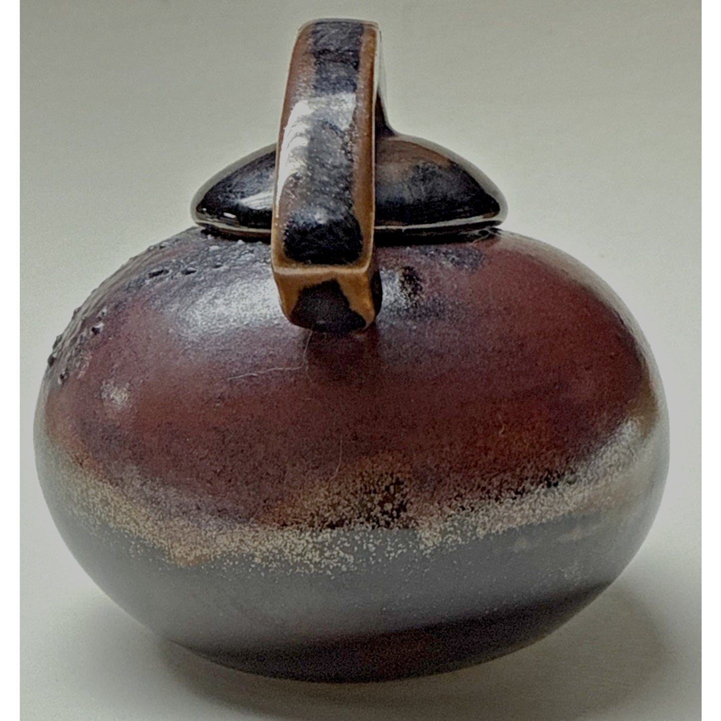 Modern J Wells Studio Art Pottery Stoneware Urn Handle Sugar Jar Covered As-Is