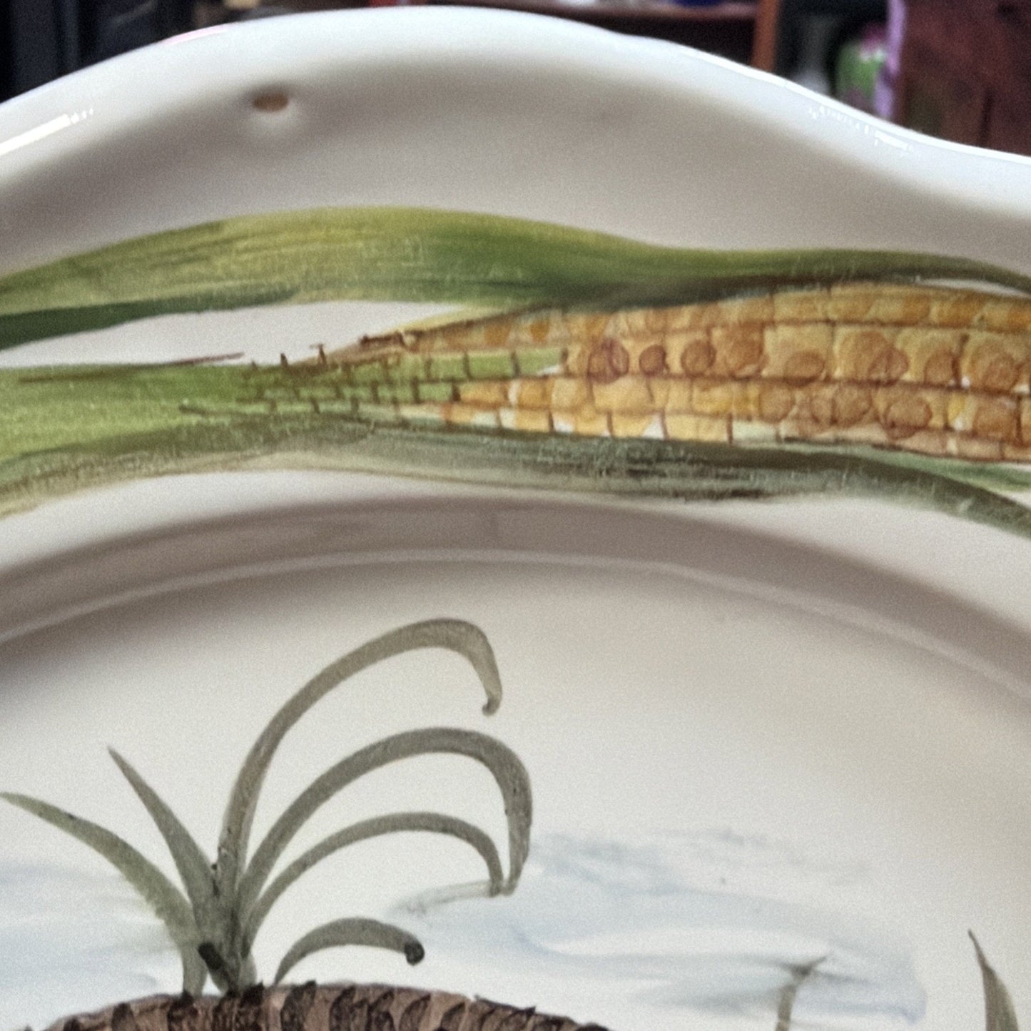 Italy Majolica Pottery Plate Hand Painted Turkey Porcelain Glazed Signed As Is