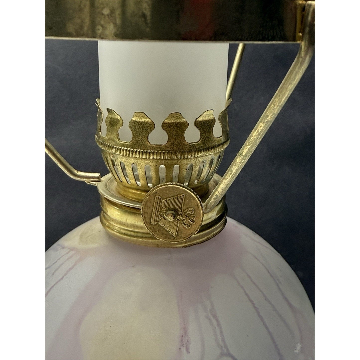 Art Nouveau Rueven Art Hand Painted Glass Miniature Oil Lamp As-Is