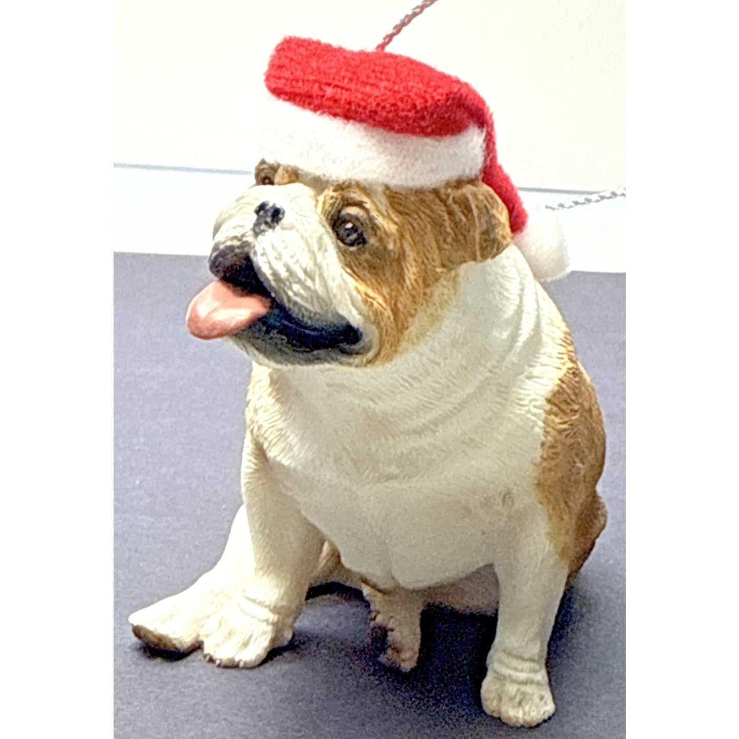 Vintage Sandicast Bulldog Puppy Dog Fawn Ornament Hat Box