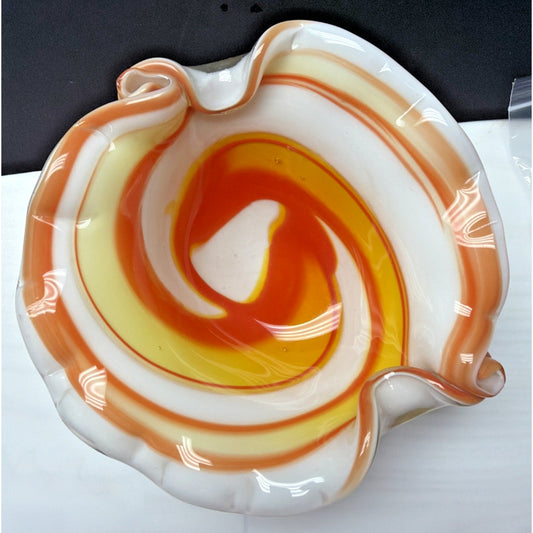 MCM Murano Art Glass Bowl Ashtray Abstract Freeform Cased Sommerso