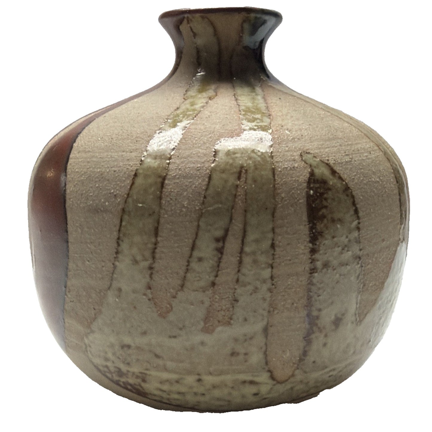 Mid Century OMC Japan Pottery Weed Pot Vase Mini Glazed Abstract Stripes