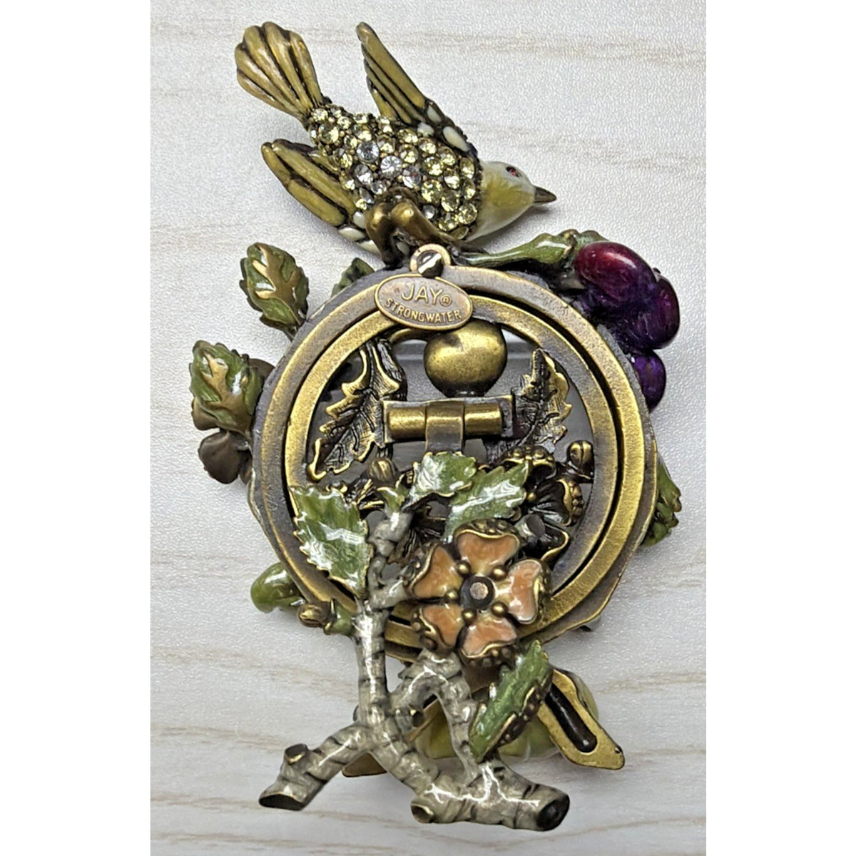Jay Strongwater Skylar Mini Frame Bird Floral Enamel Swarovski Crystal As Is
