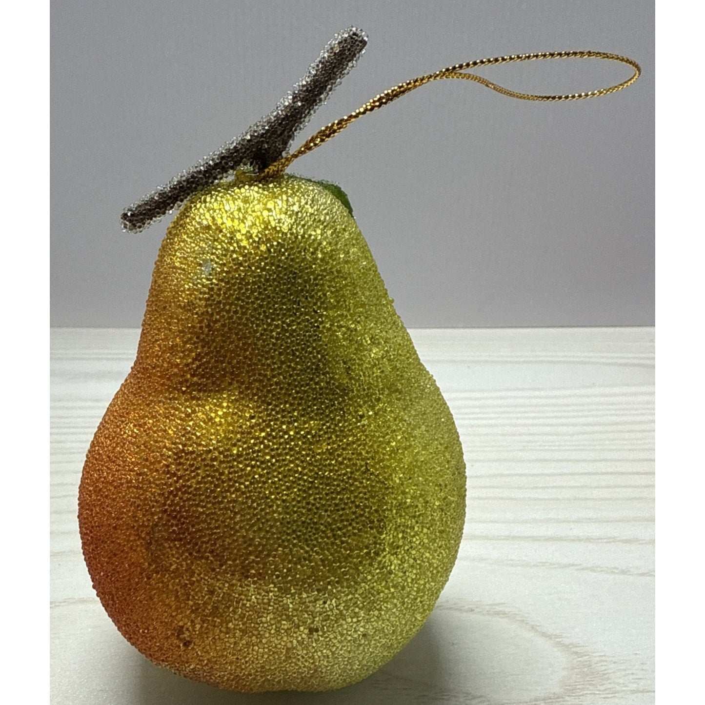 Vintage Lot of 5 Beaded Sugar Frosted Faux Fruit Christmas Ornaments