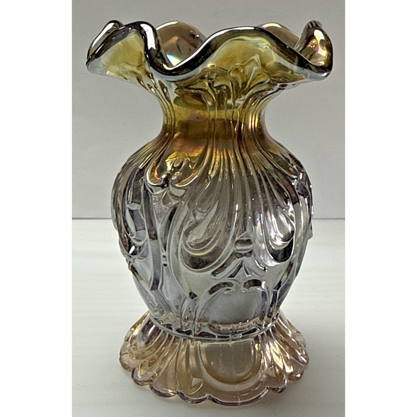 Antique Imperial Glass Rococo Carnival Smoke Vase