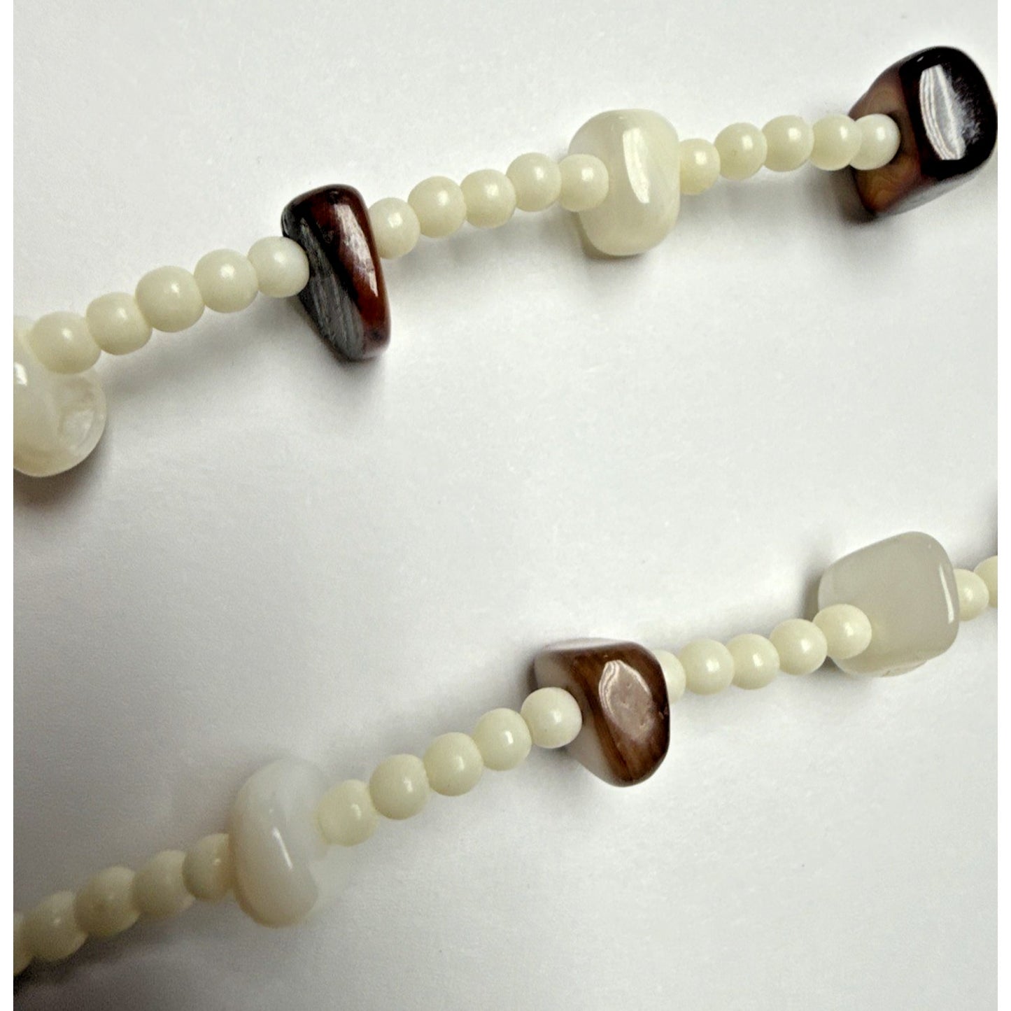 Vintage Mother of Pearl Strand Necklace Beaded Tags