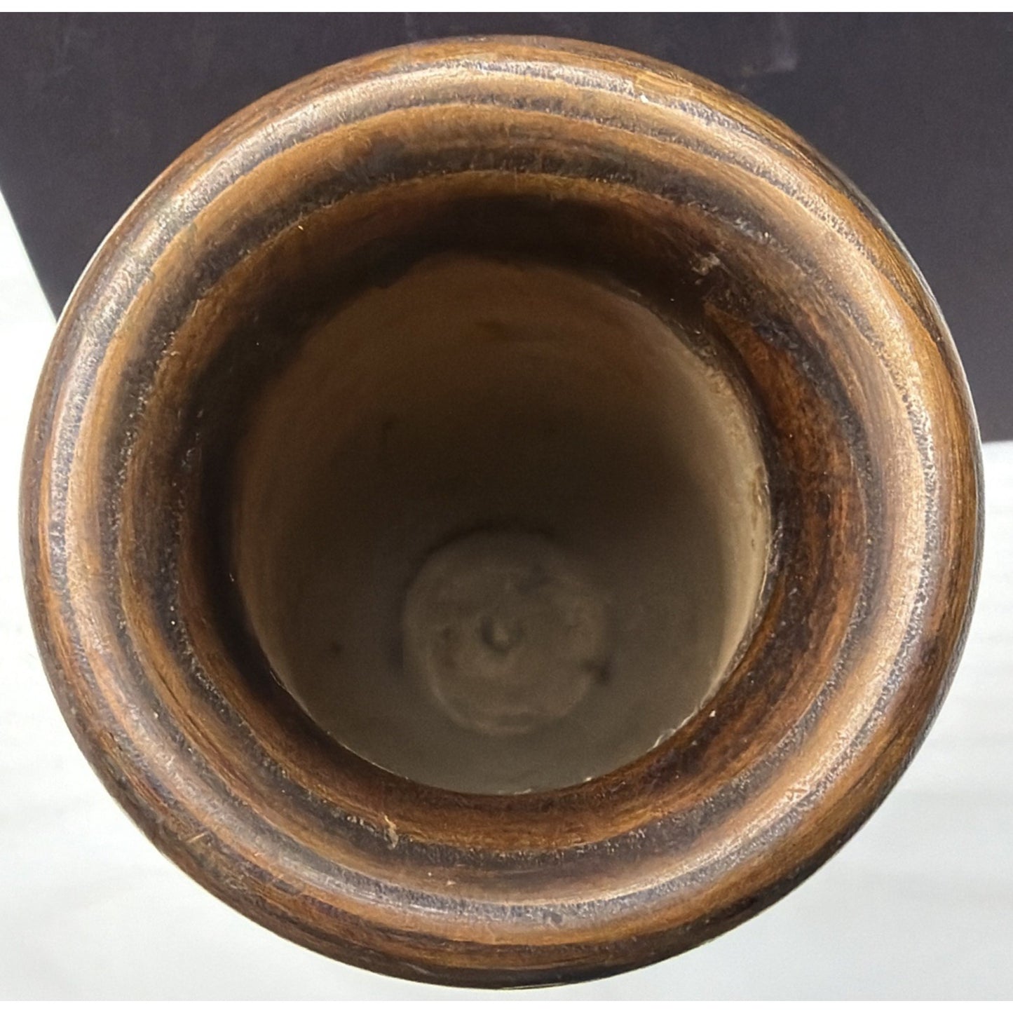 Antique Adirondack Souvenir Wood Turned Vase Bark Native American WI Dells As Is