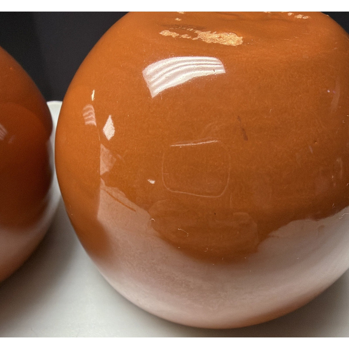 MCM Lot of 2 Haeger Pottery Orb Spherical Ball Planter Vase As Is Brown Read