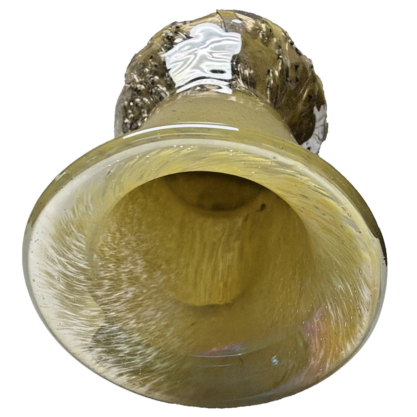 MCM French Studio Art Glass Yellow Bubbles Infused Iridescent Cased Vase As Is