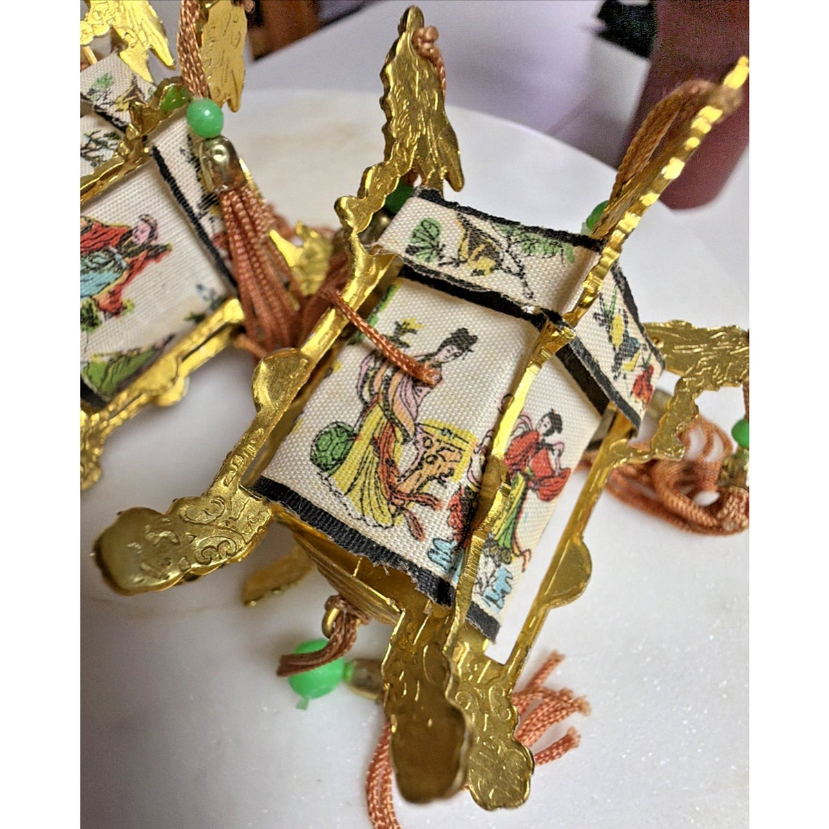Vintage Lot of 3 Miniature Chinese Palace Lantern New Year Christmas Ornament