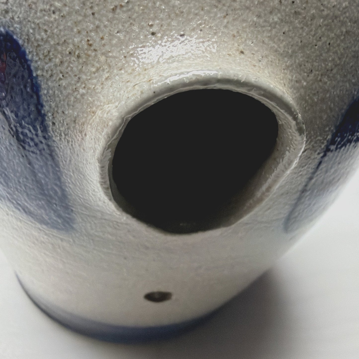 Vtg Rowe Pottery Works Salt Glazed Stoneware Jug Birdhouse Handles Bird House
