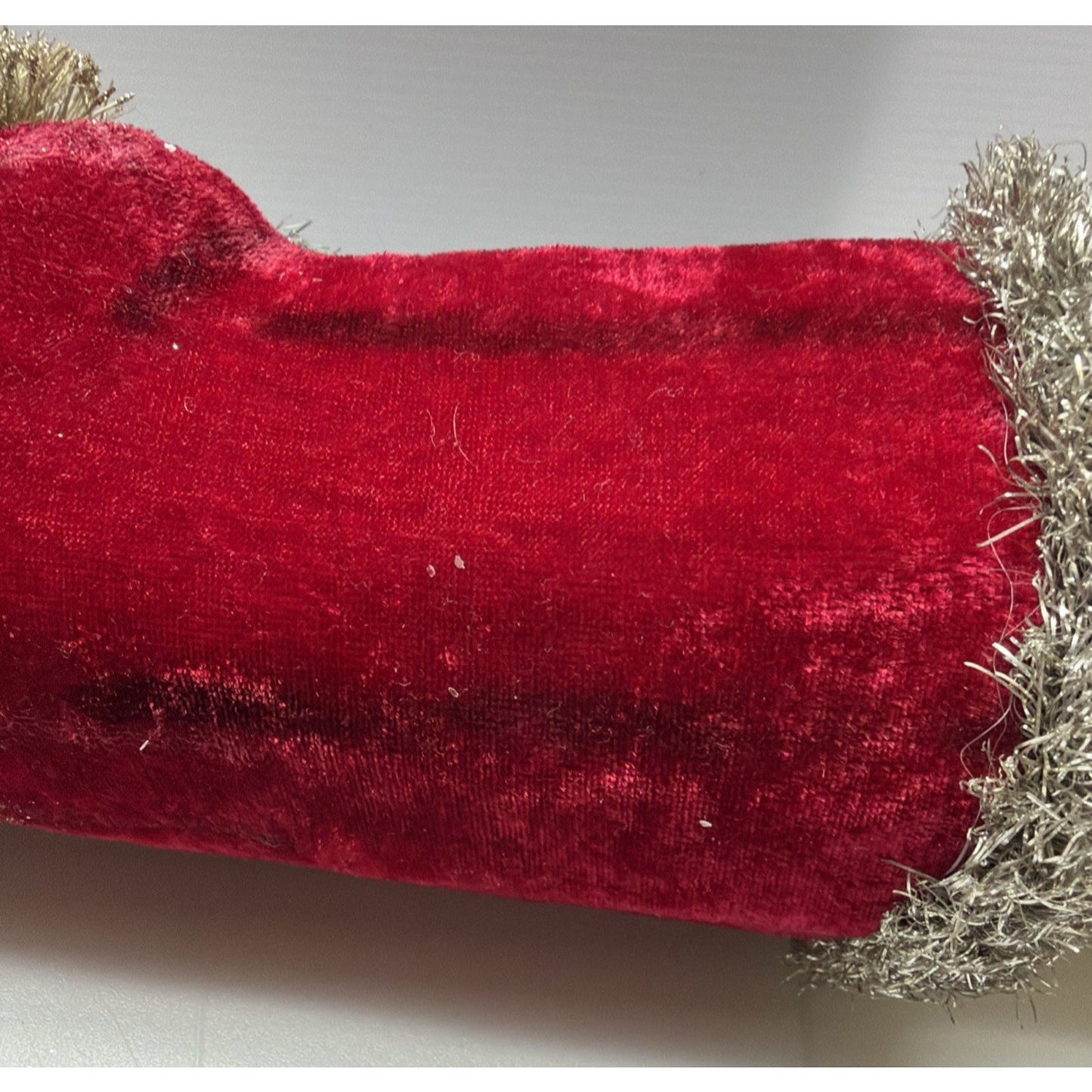 RAZ Imports Christmas Red Velvet Bersnickle Santa Figurine Tree Tinsel As Is