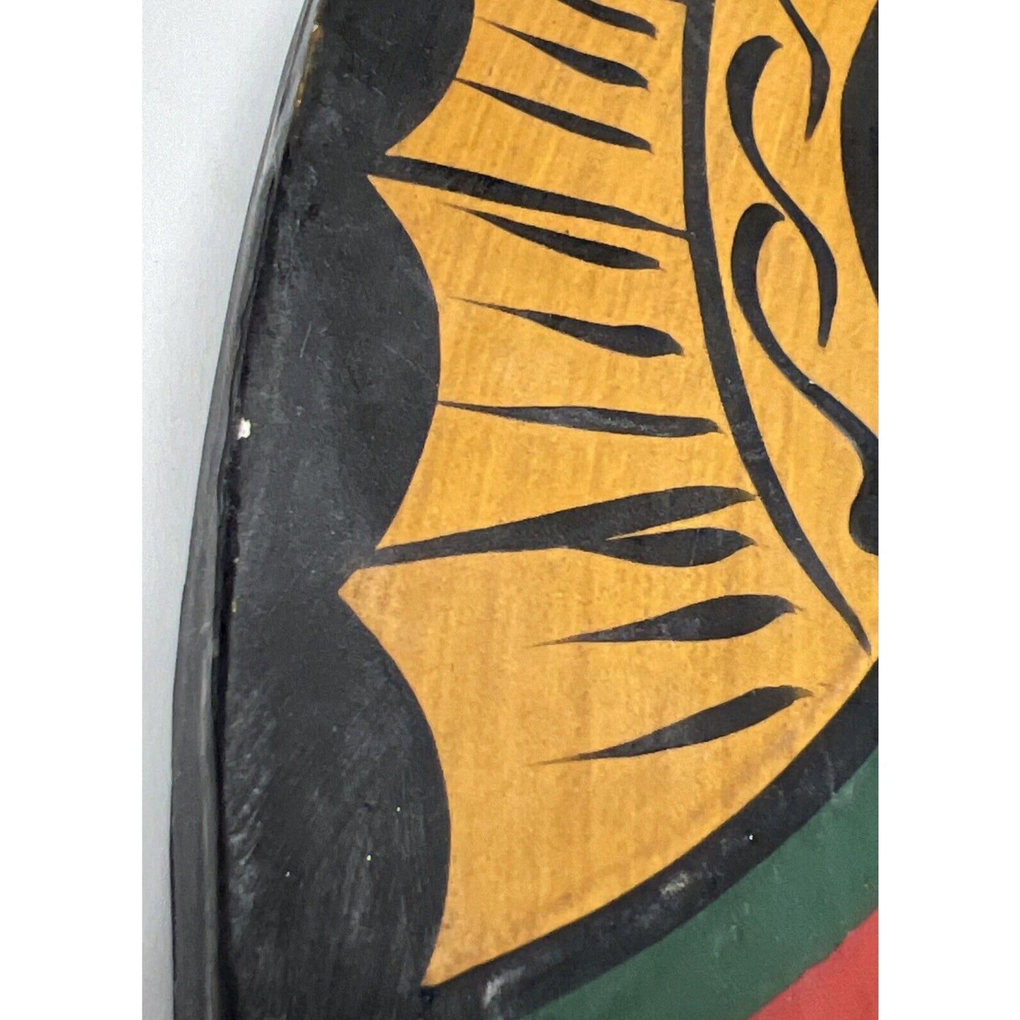 Vintage Folk Art Wood Carved Sun Face Mask Tribal Hand Painted Large