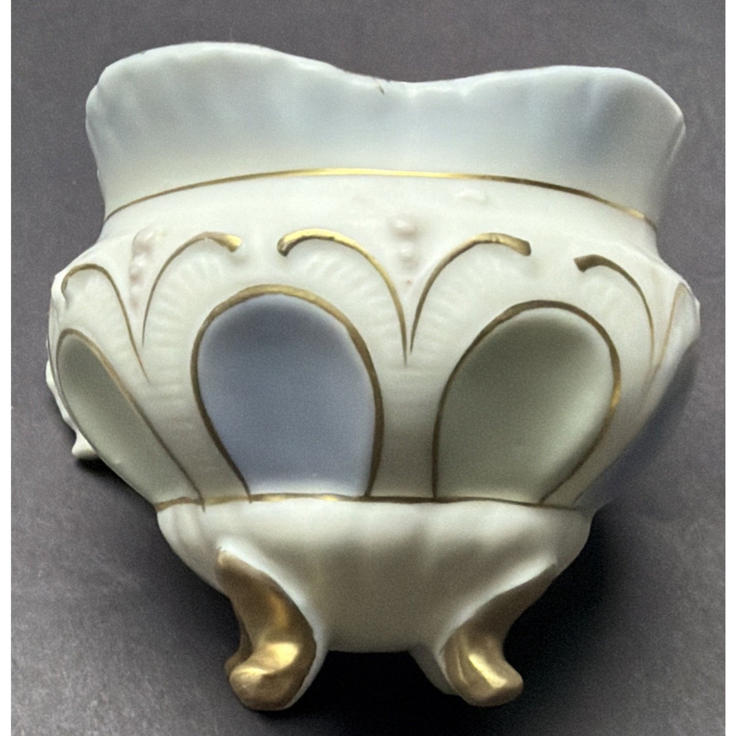 Old Germany Austria Ornate Porcelain Demitasse Cup Saucer Painted Footed Ornate
