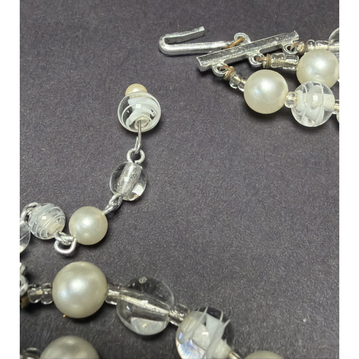 Vintage Japan Multi Strand Beaded Necklace Art Glass Faux Pearl Lucite Molded