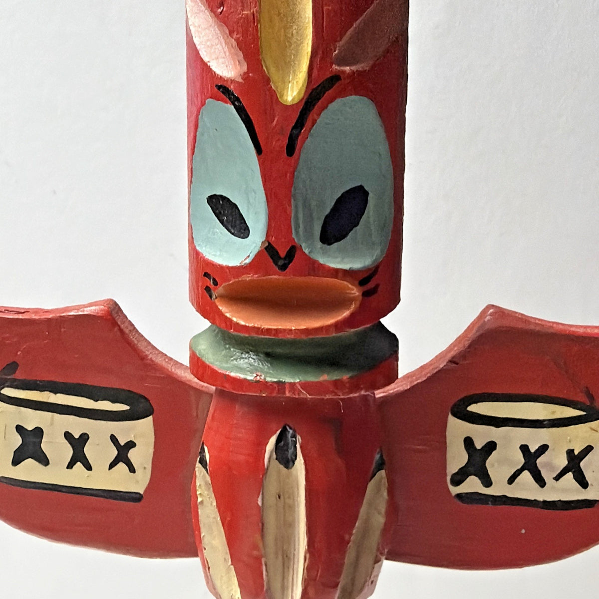 Vintage Native American Wood Carved Totem Pole Hand Painted As Is