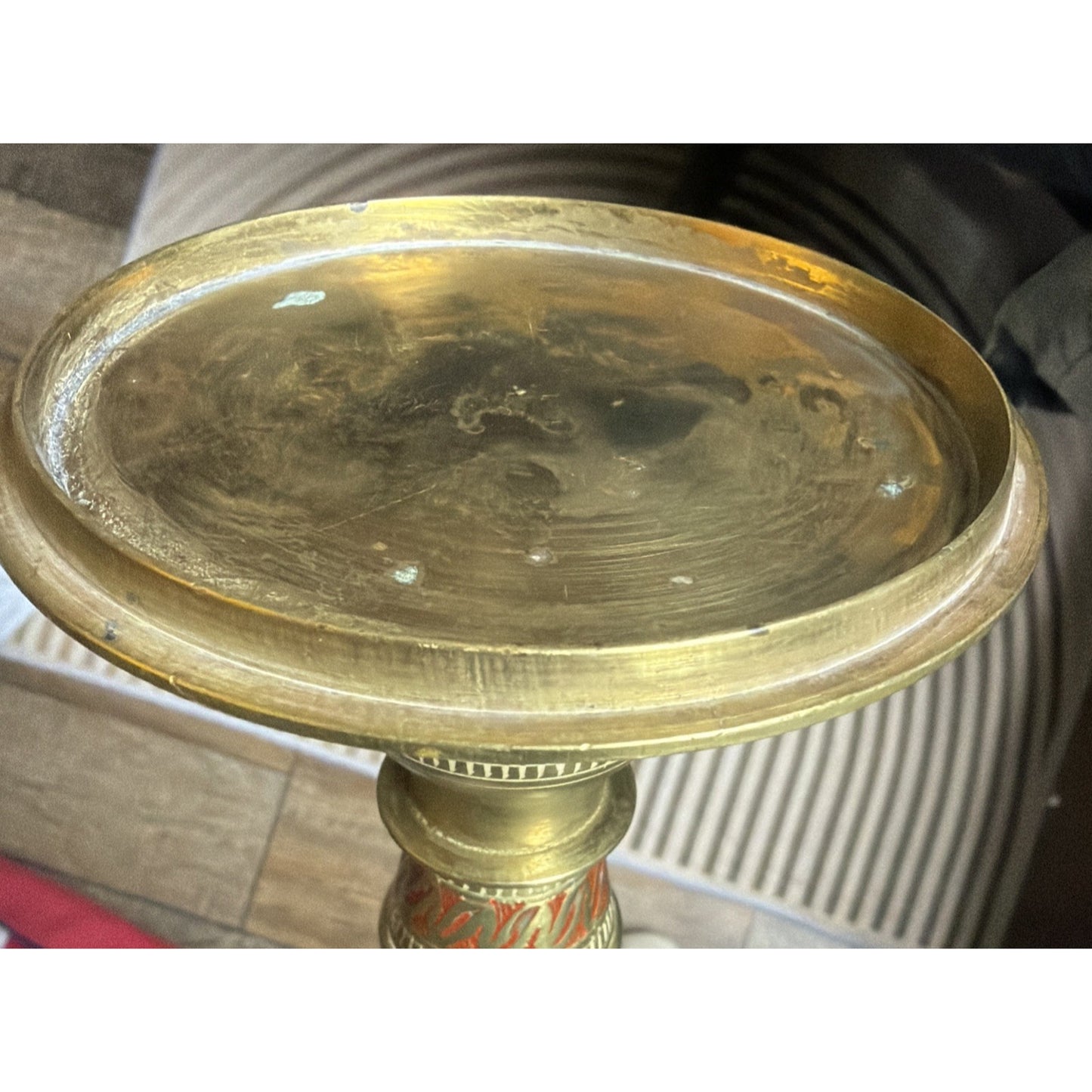 Vintage Etched Floral Brass Hookah Wrapped Hose As Is