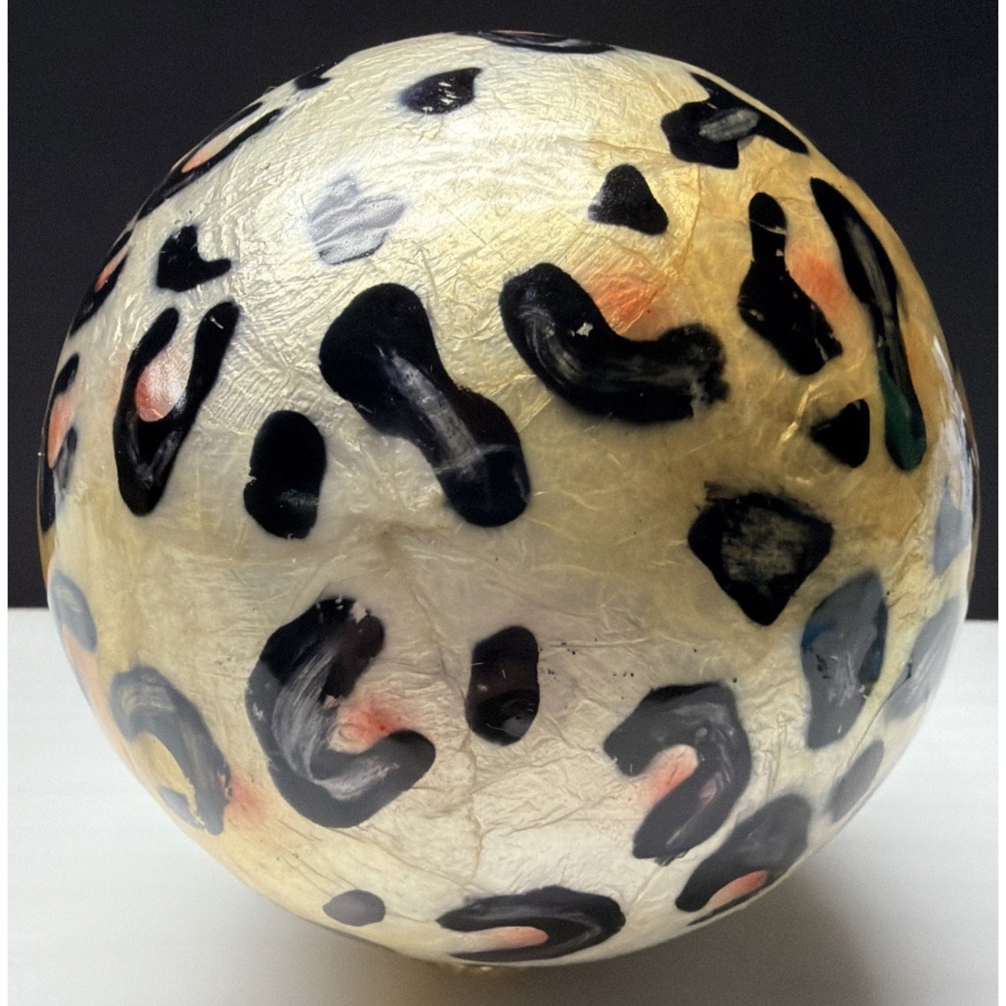 Vintage Leopard Print Capiz Shell Orbs Sphere Ball