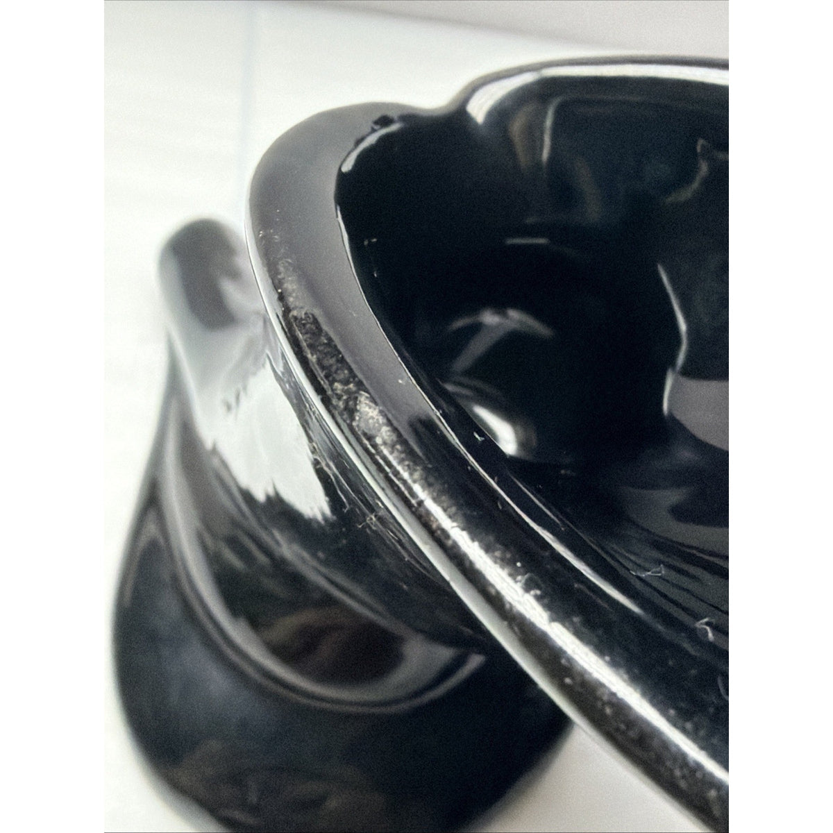 MCM Lot of 2 Haeger Pottery Black Glazed Calla Lily Horn Cornucopia Vase As-Is
