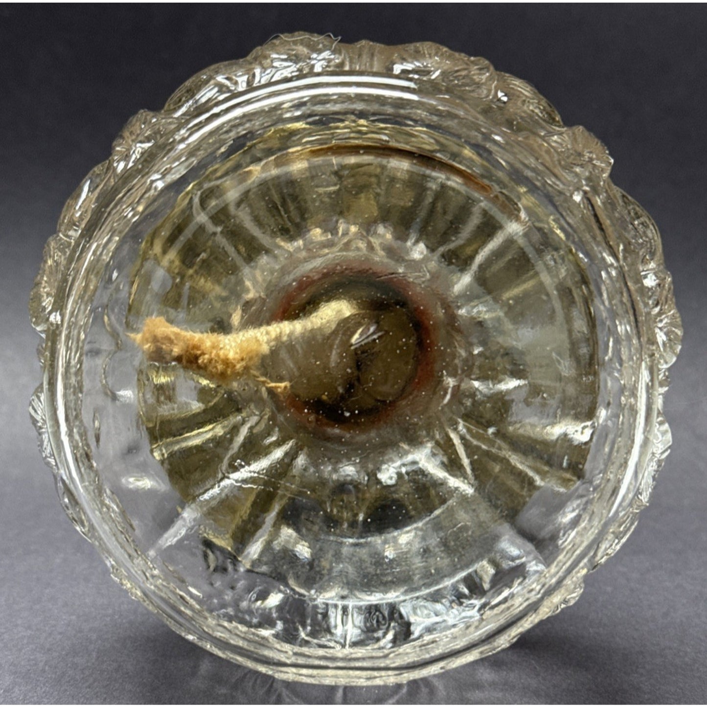 Antique EAPG Plume Atwood Triple Flower Forget Me Not Mini Oil Lamp Eagle Mfg Co