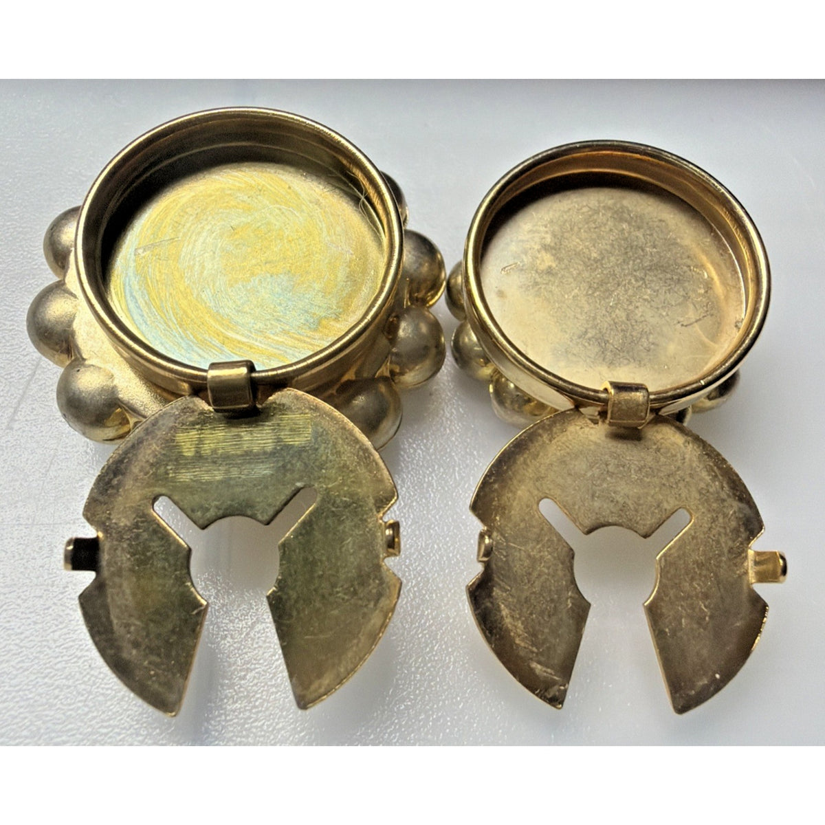Lot of 2 Gold Tone Nony New York Gold Tone Bead Velvet Beaded Snap Button Covers