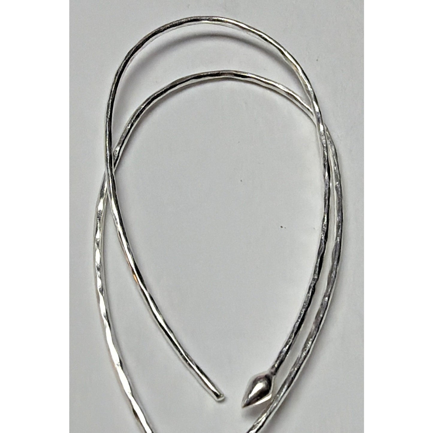 Minimalist Sterling Silver Hammered Teardrop Hoop Threader Long Earrings