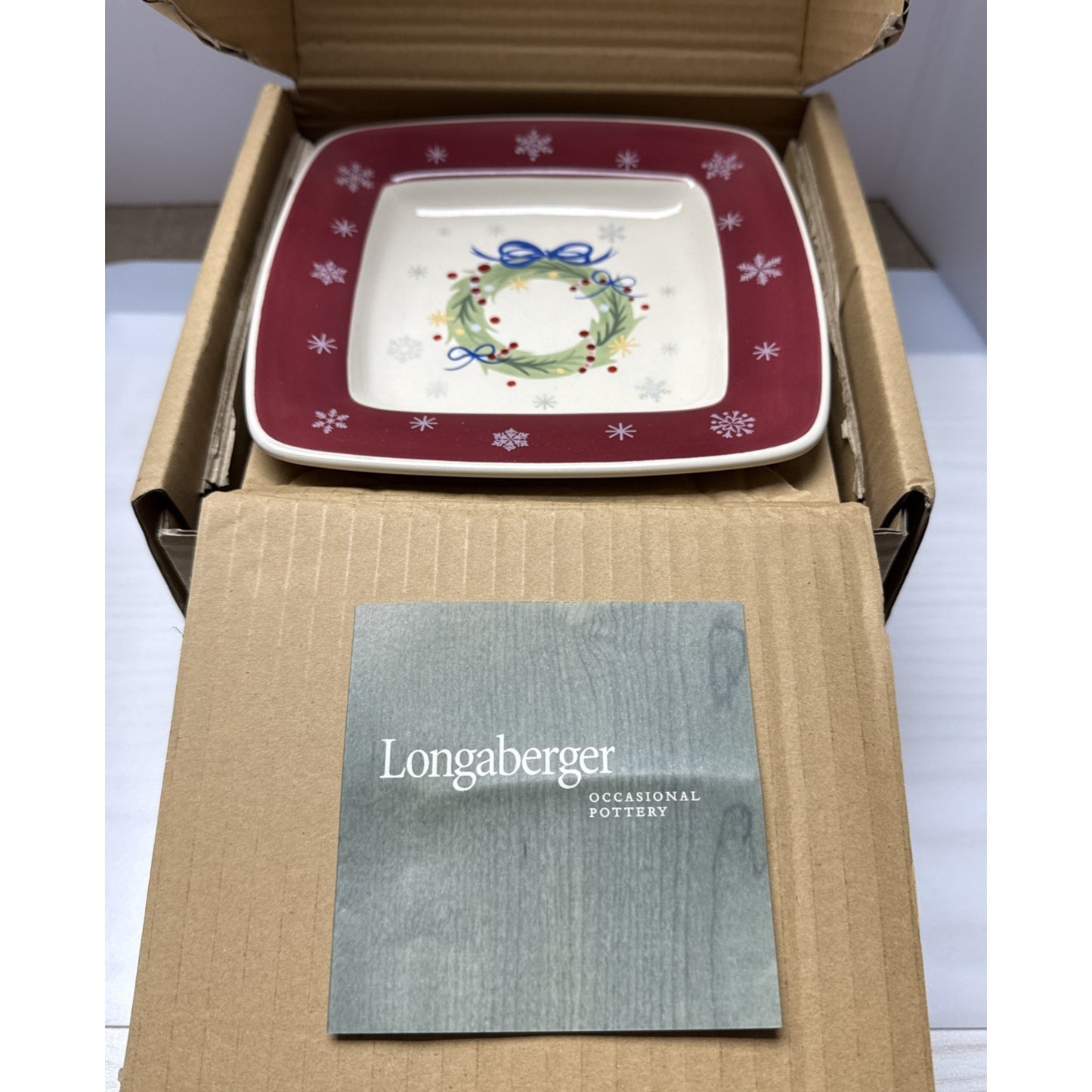 Longaberger Pottery 4 Pc Set All The Trimmings Holiday Plates 31808 Box New Open