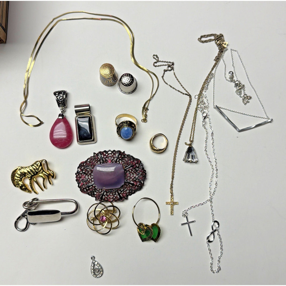 Vintage Modern Junk Jewelry Lot Craft Avon Lia Sophia Damage Wearable As-Is 2#