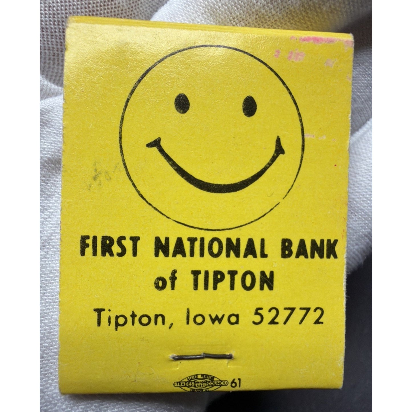 Vintage First National Bank Matchbook Advertising Matches Tipton Iowa Full