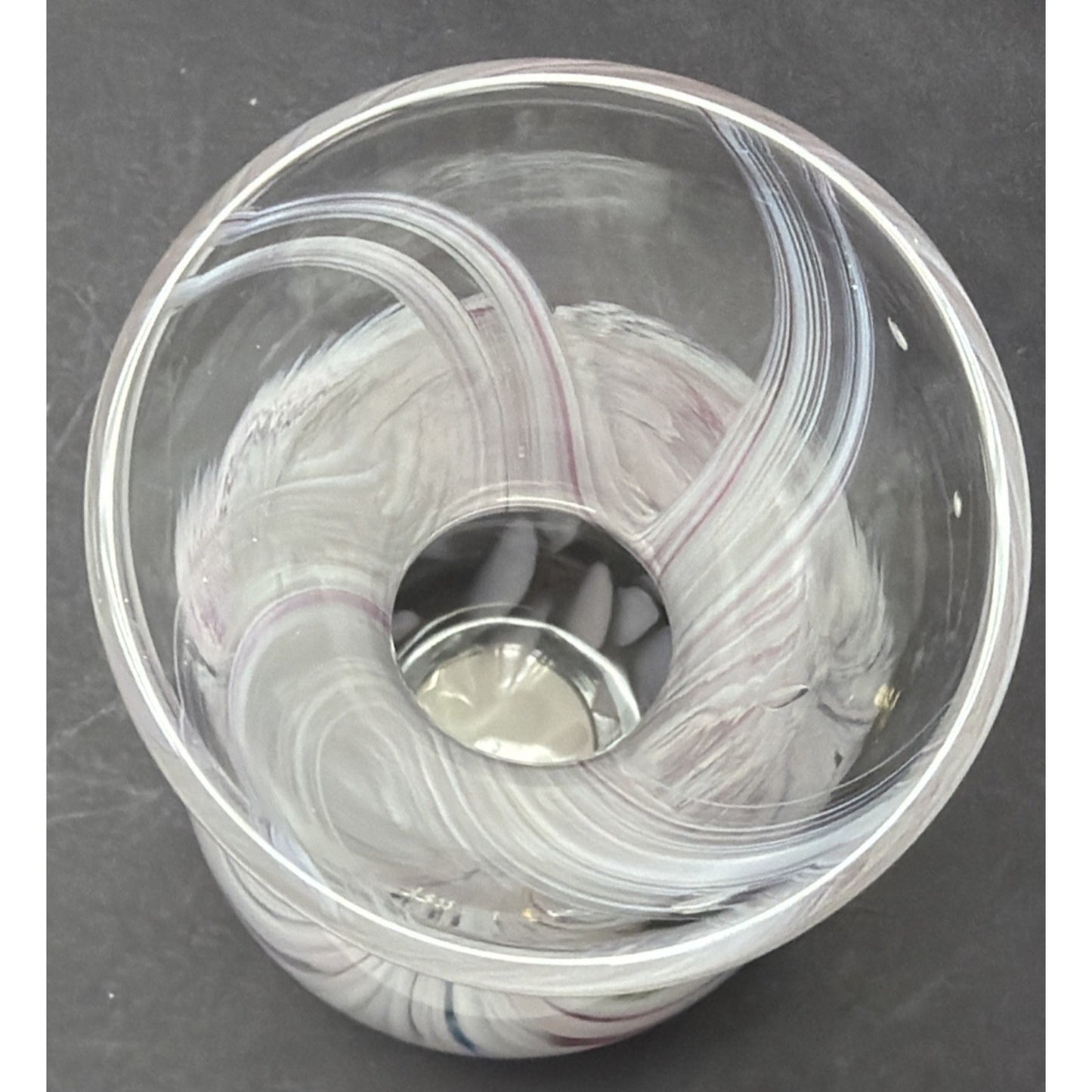 Adrian Sankey Studio Art Glass Vase Pink White Abstract Hand Blown Sticker