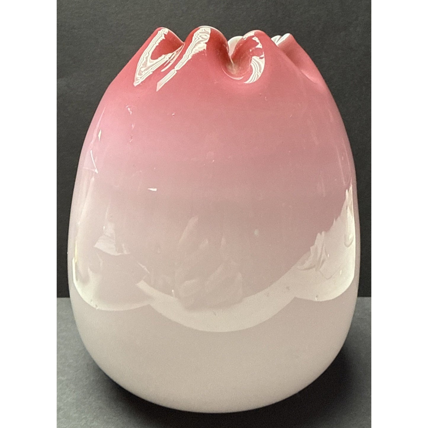 Victorian Stevens Williams Cased Peachblow Vase Crimped Edge Melon