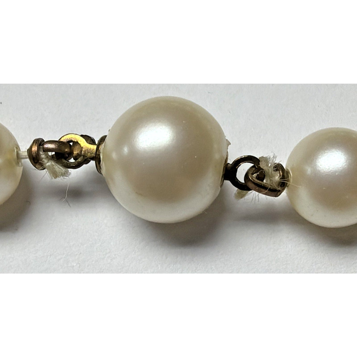 Vintage Long Faux Pearl Necklace Cream Hand Knotted Garland As Is Read