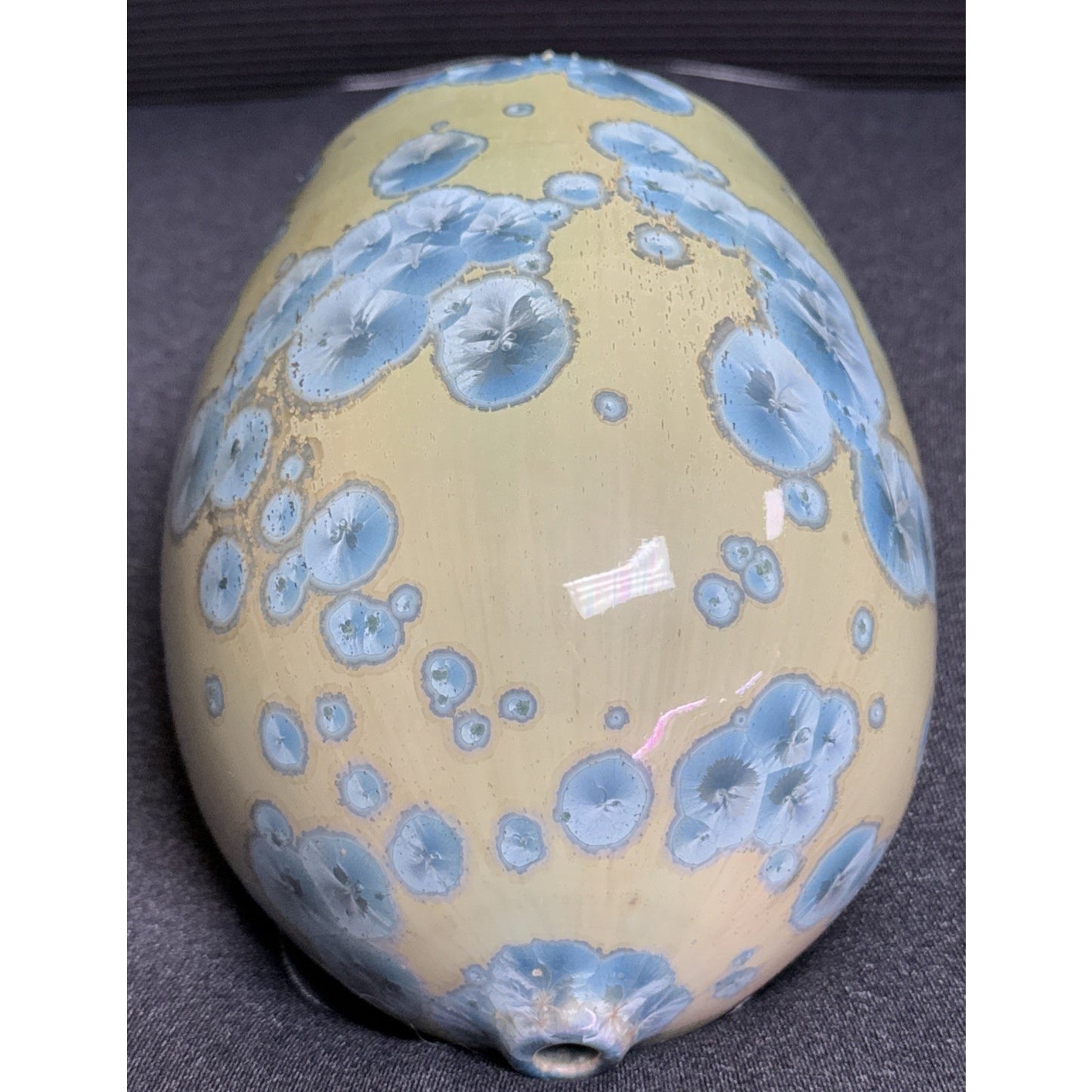 Modern Studio Art Pottery Crystalline Glaze Vase Weed Pot Blue Green As Is