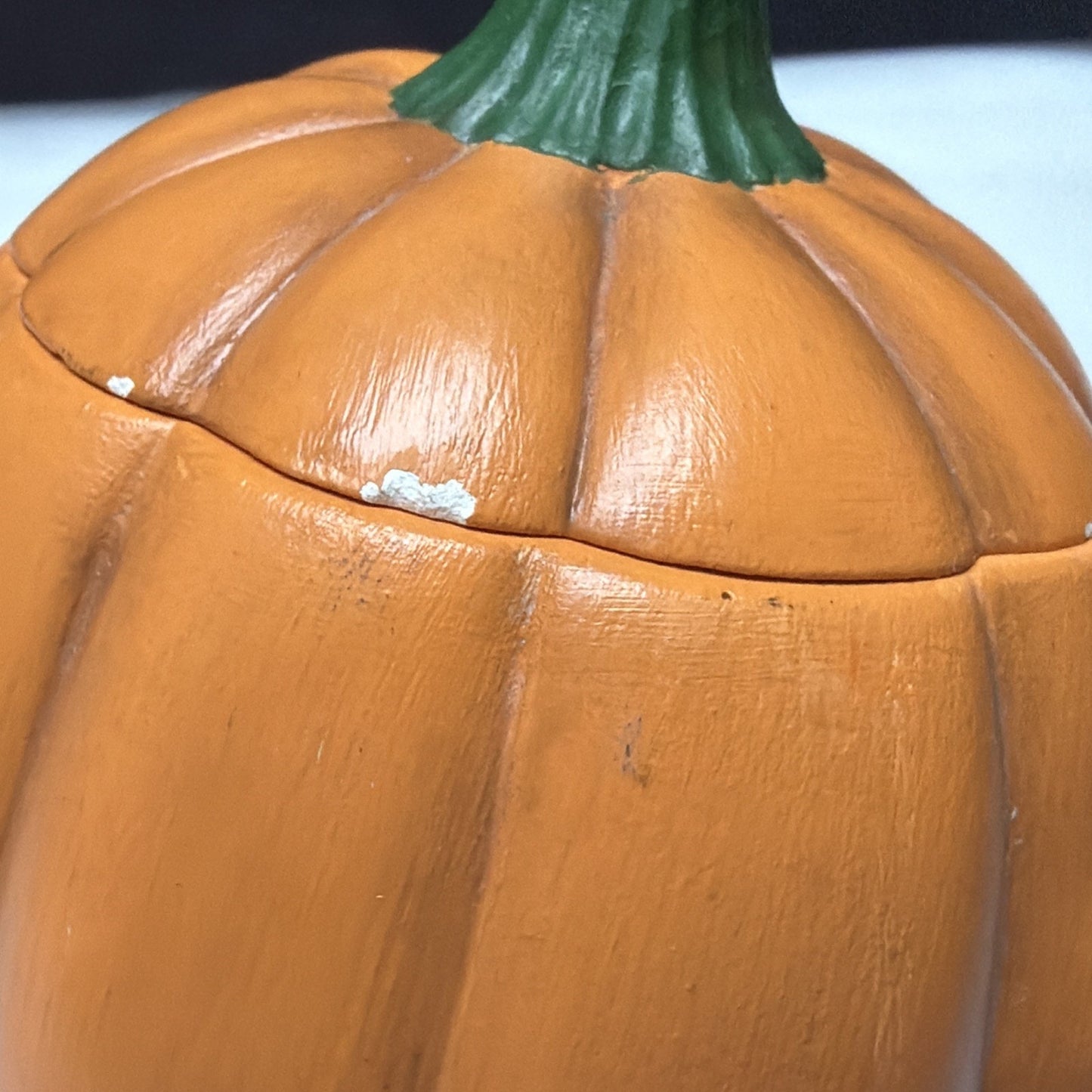 Vintage Anthropomorphic Pumpkin Face Ceramic Figurine Hand Painted Jar As Is