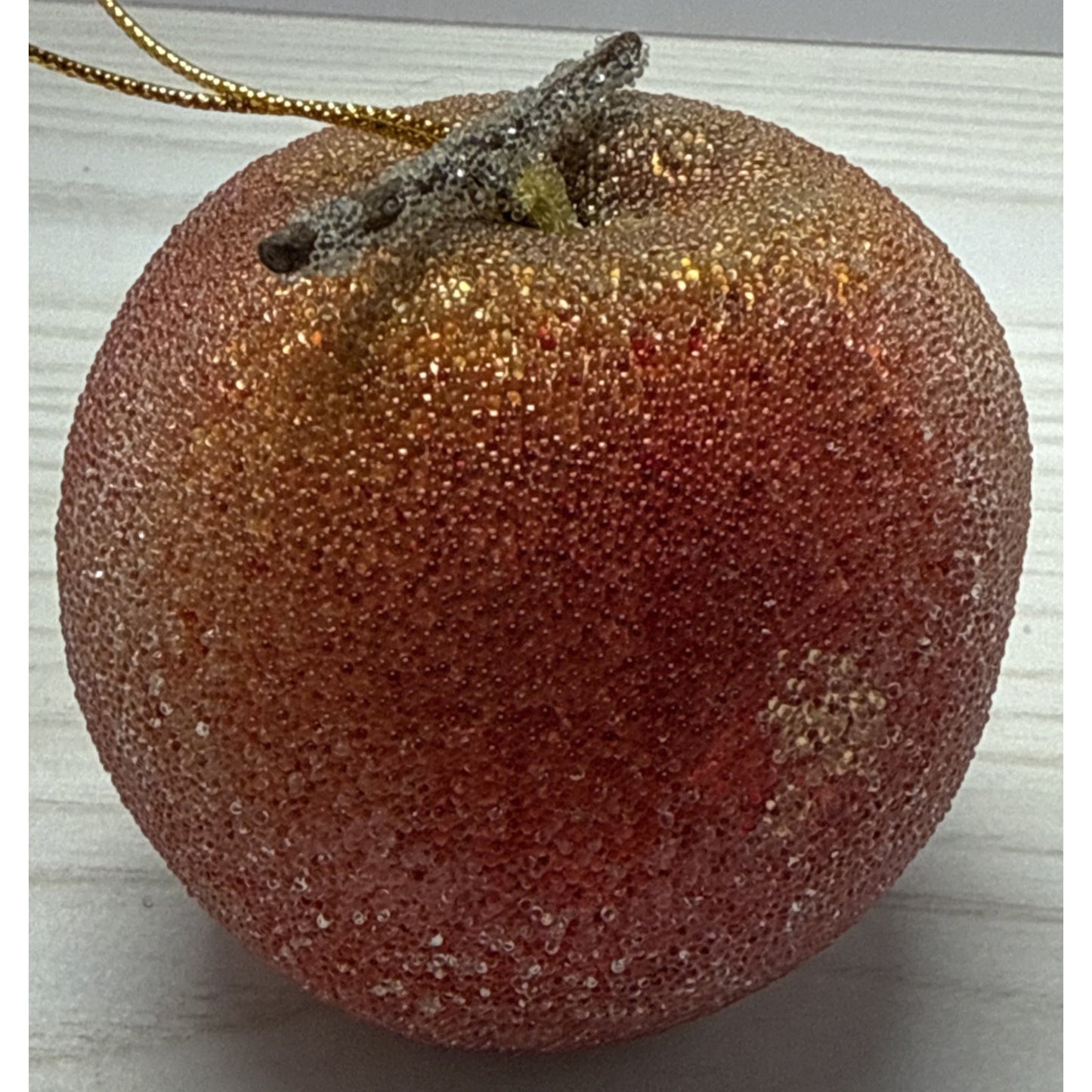 Vintage Lot of 5 Beaded Sugar Frosted Faux Fruit Christmas Ornaments