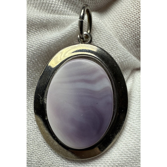 Vintage Purple Amethyst Stone Pendant Locket Silver Tone As Is